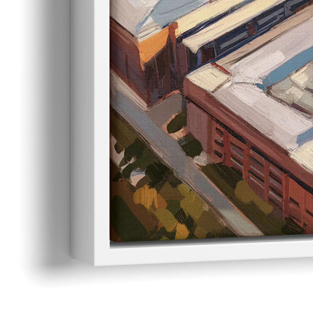 Cincinnati University Campus Highlights - Close-Up White Frame Canvas