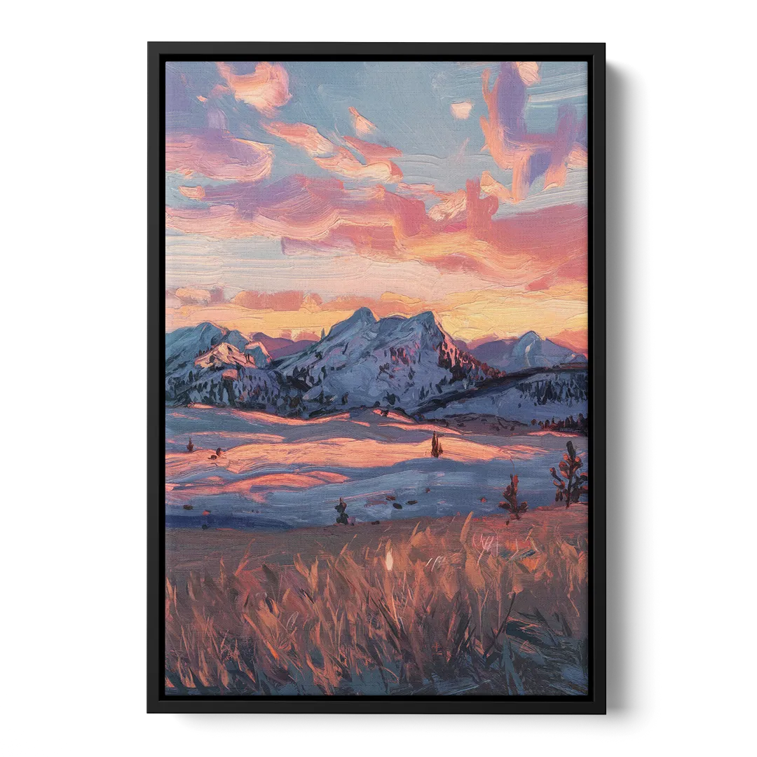 Bozeman Sunset Horizon - Black Frame Canvas