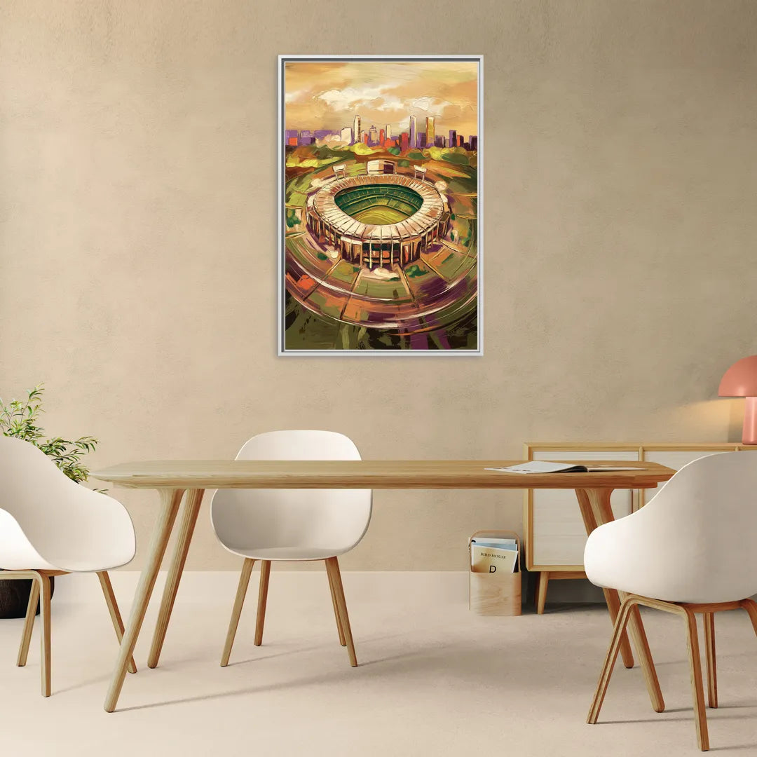 Arlington Stadium View - Living Room White Frame Canvas