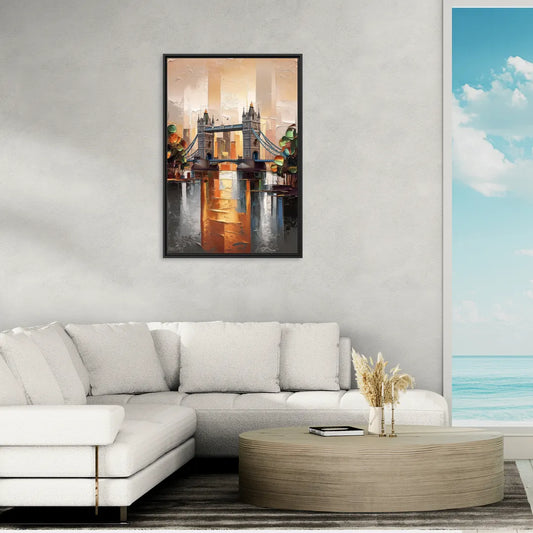 Sacramento Riverfront View - Living Room Black Frame Canvas