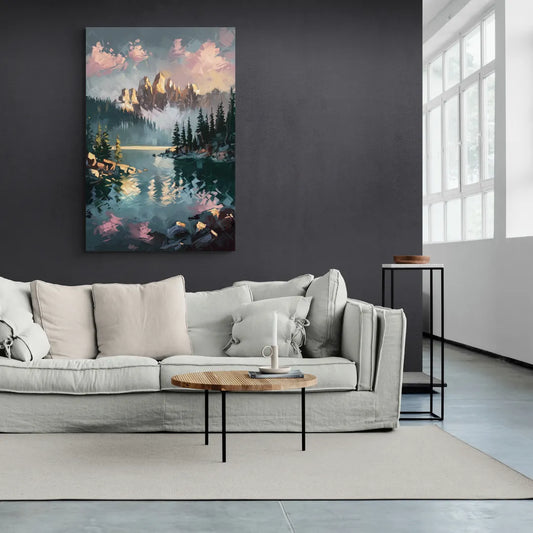 Lake Tahoe Snowy Peaks - Canvas Wall Art Living Room