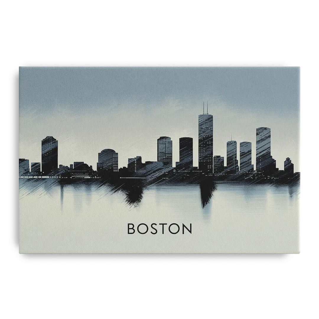 Boston Skyline In Fog - Canvas Wall Art