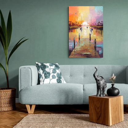 Charleston Harbor at Sunset - Canvas Wall Art Living Room