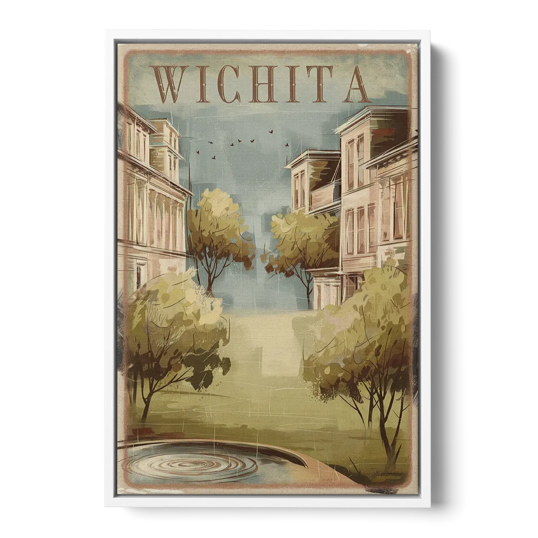 Wichita Vintage Aesthetic - White Frame Canvas