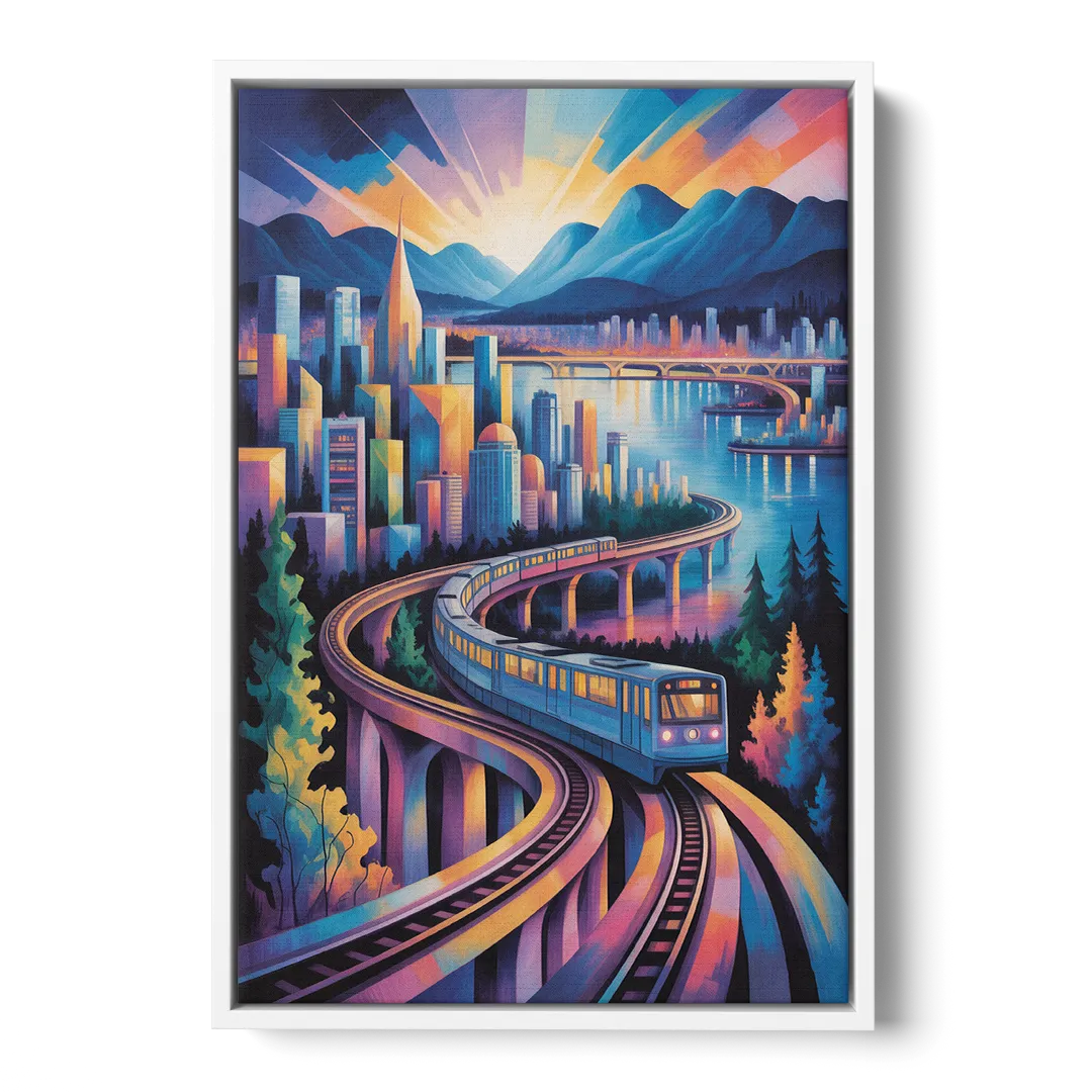 Vancouver SkyTrain - White Frame Canvas