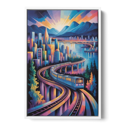 Vancouver SkyTrain - White Frame Canvas