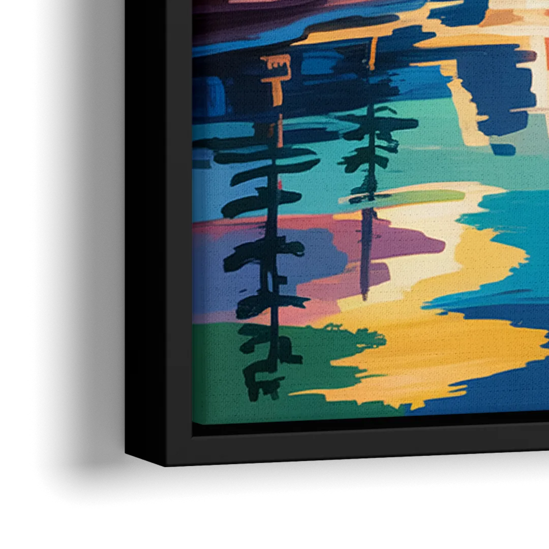 Rocky Mountain Serenity - Close-Up Black Frame Canvas