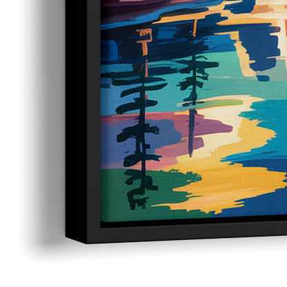 Rocky Mountain Serenity - Close-Up Black Frame Canvas