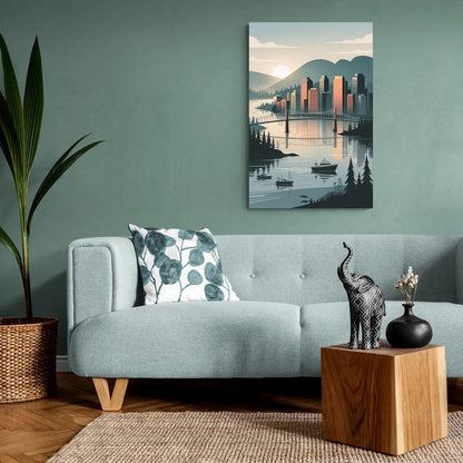 Vancouver Downtown Skyline - Canvas Wall Art Living Room
