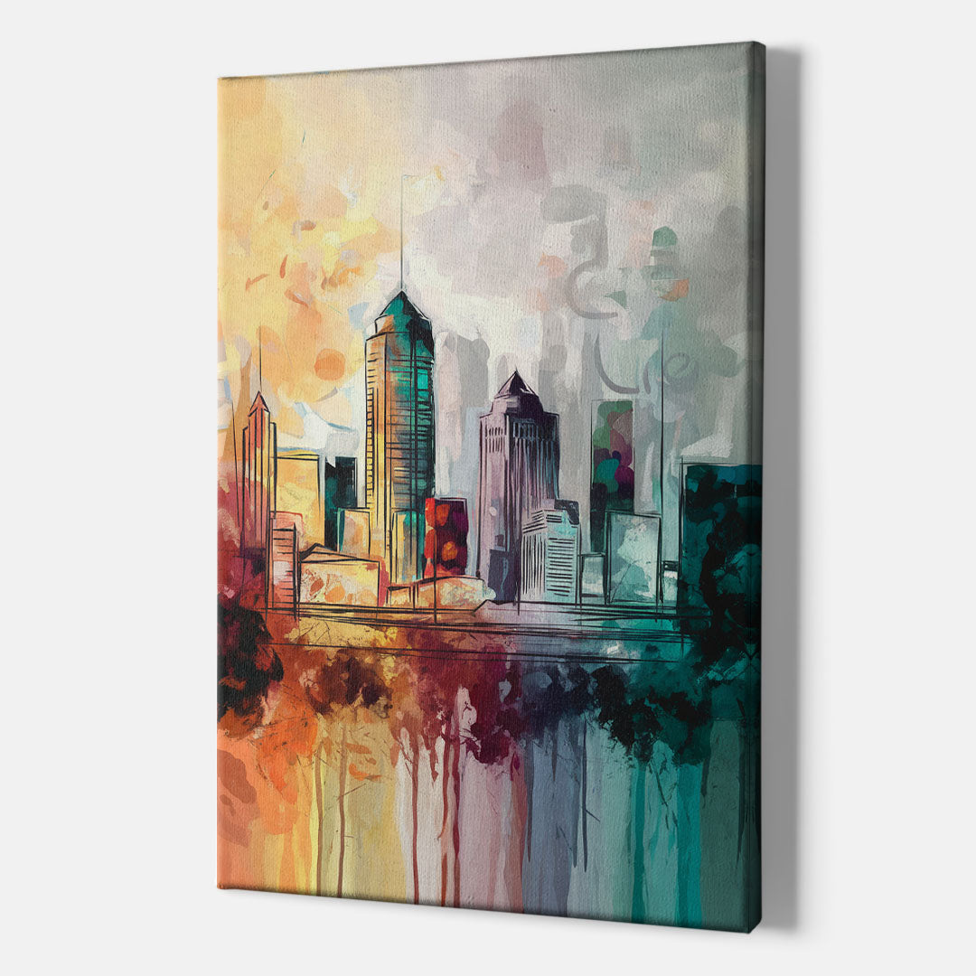 Indianapolis Downtown Skyline - Canvas Wall Art Indoor