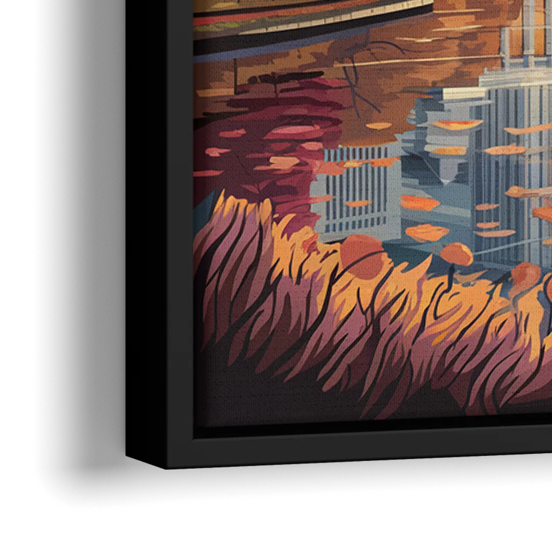 Atlanta Skyline in Autumn - Close-Up Black Frame Canvas
