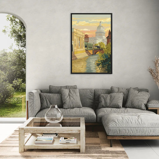 Richmond Urban Landmarks - Living Room Black Frame Canvas