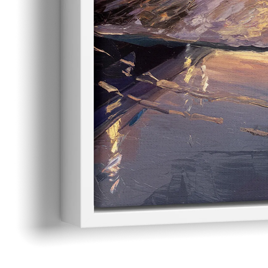 Long Beach Pier at Sunset - Close-Up White Frame Canvas