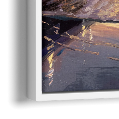 Long Beach Pier at Sunset - Close-Up White Frame Canvas