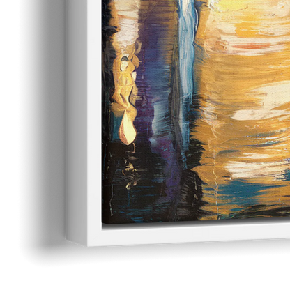 Grand Rapids Nighttime Skyline Glow - Close-Up White Frame Canvas