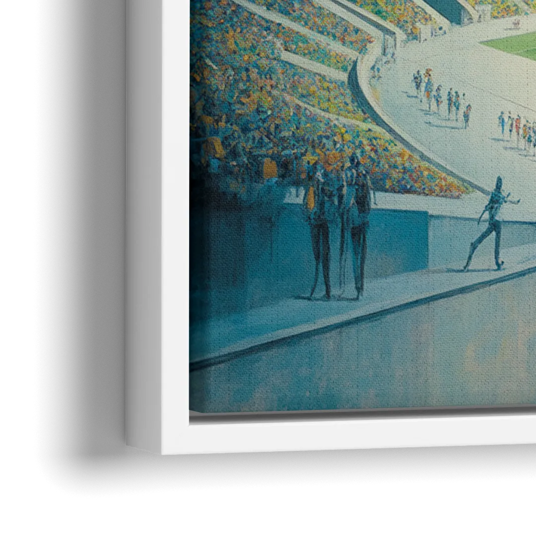 Olympic Stadium Panorama - Close-Up White Frame Canvas