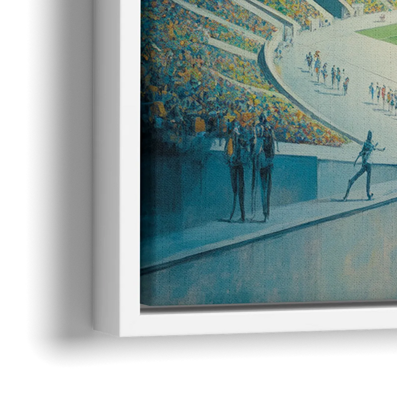 Olympic Stadium Panorama - Close-Up White Frame Canvas