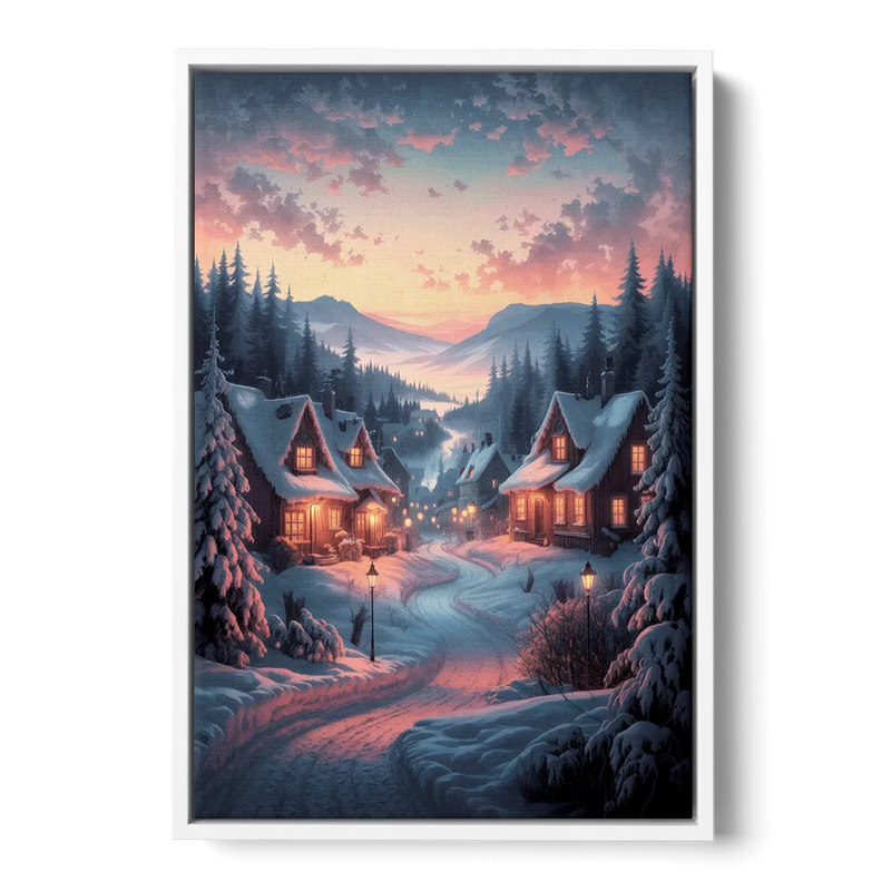 Burlington Snowy Winter Scenes - White Frame Canvas