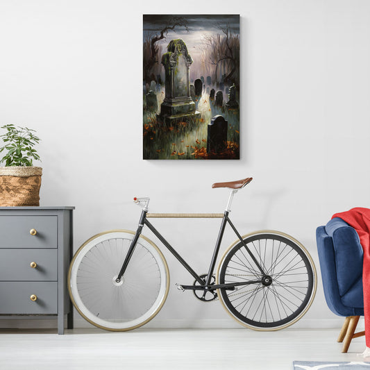 Tombstone Eerie Twilight - Canvas Wall Art Living Room