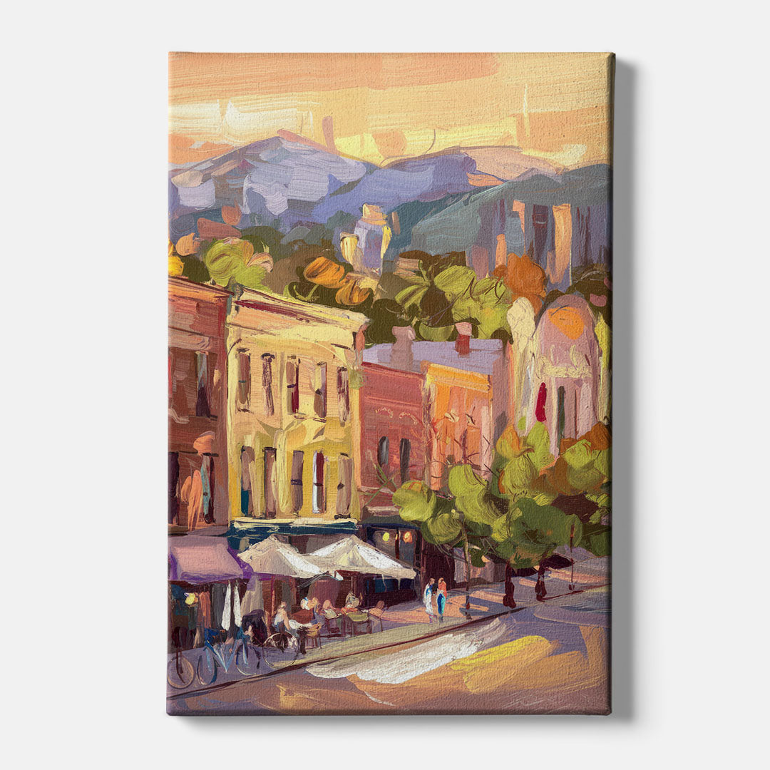 Asheville Downtown Landmarks - Canvas Wall Art