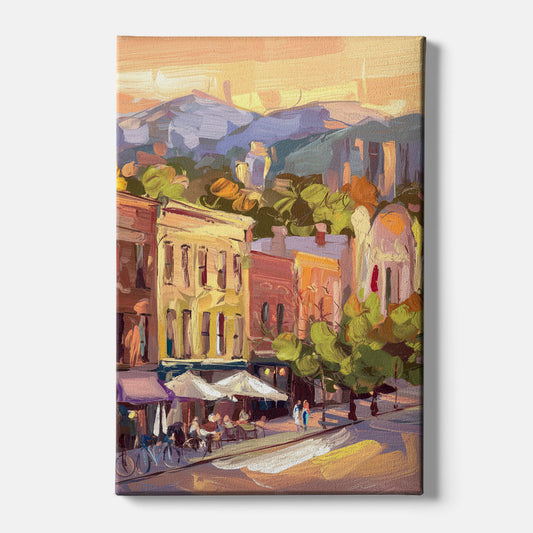 Asheville Downtown Landmarks - Canvas Wall Art