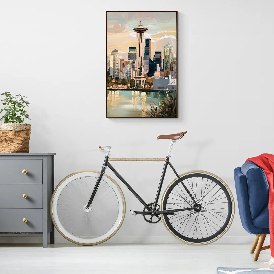 Seattle Space Needle and Cityscape - Canvas Wall Art Living Room