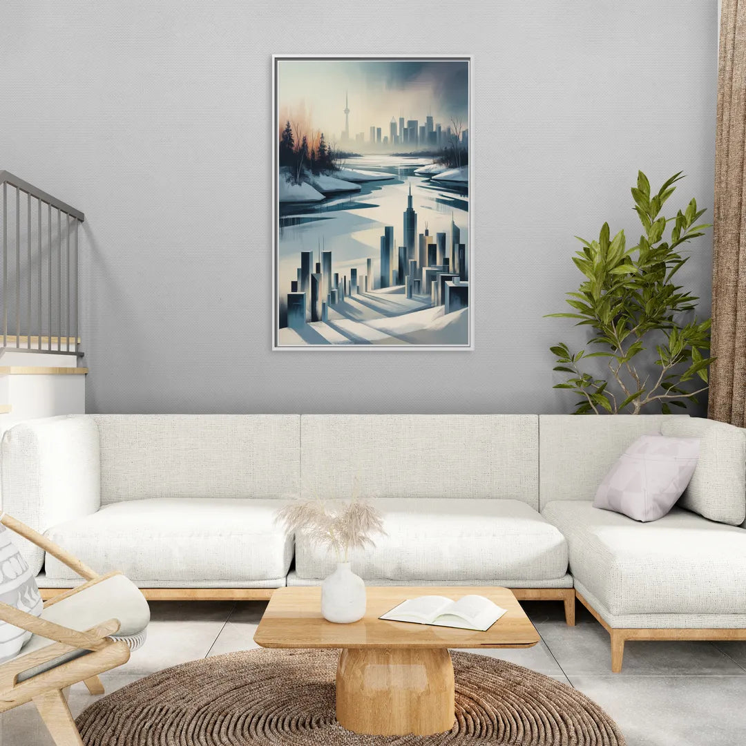 Toronto Winter Wonderland - Living Room White Frame Canvas