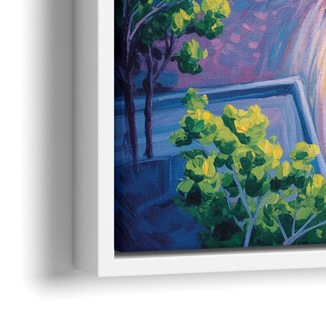 Quebec City Tower View - Close-Up White Frame Canvas