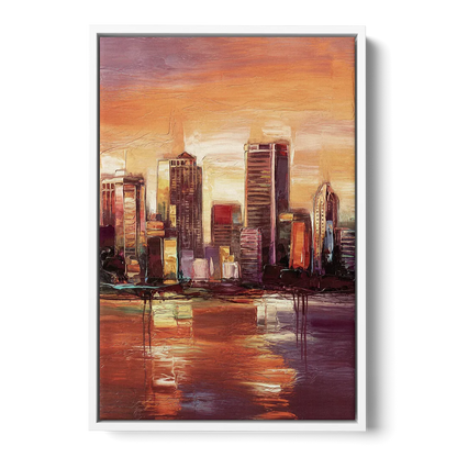 Milwaukee Downtown Skyline - White Frame Canvas