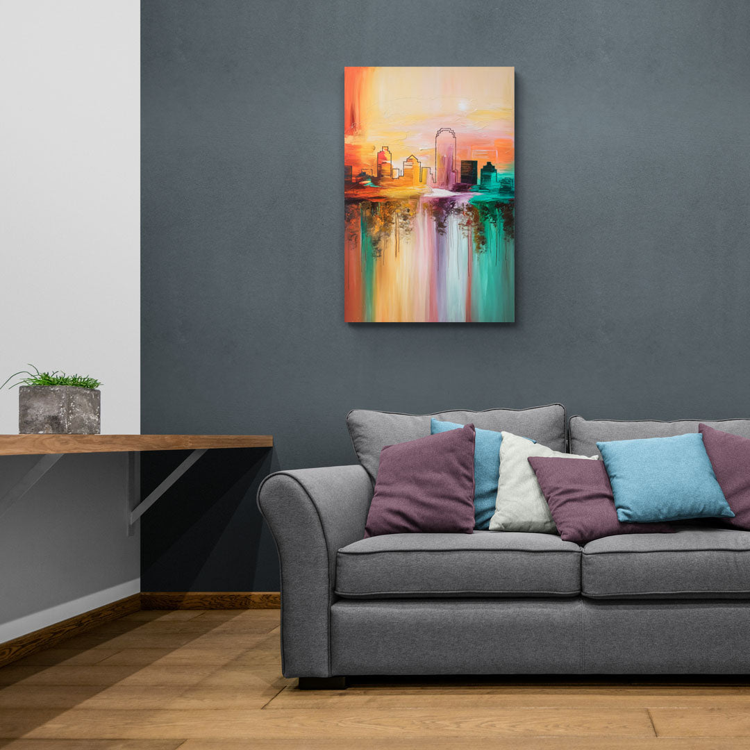 Tulsa Skyline Sunset - Canvas Wall Art Living Room