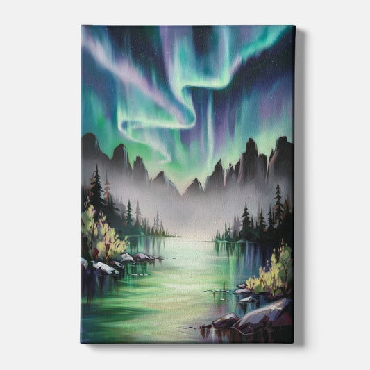 Aurora Borealis Landscape - Canvas Wall Art