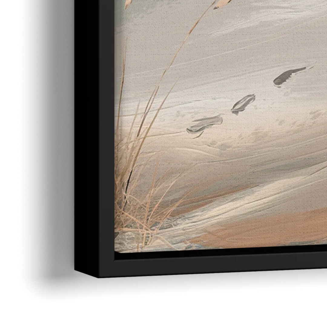 Virginia Beach Sand and Surf - Close-Up Black Frame Canvas