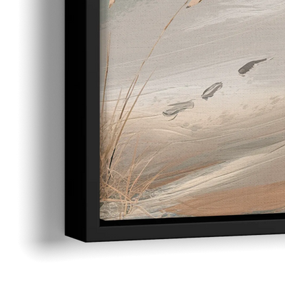 Virginia Beach Sand and Surf - Close-Up Black Frame Canvas