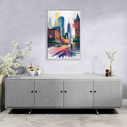 Toronto Queen Street West - Living Room White Frame Canvas