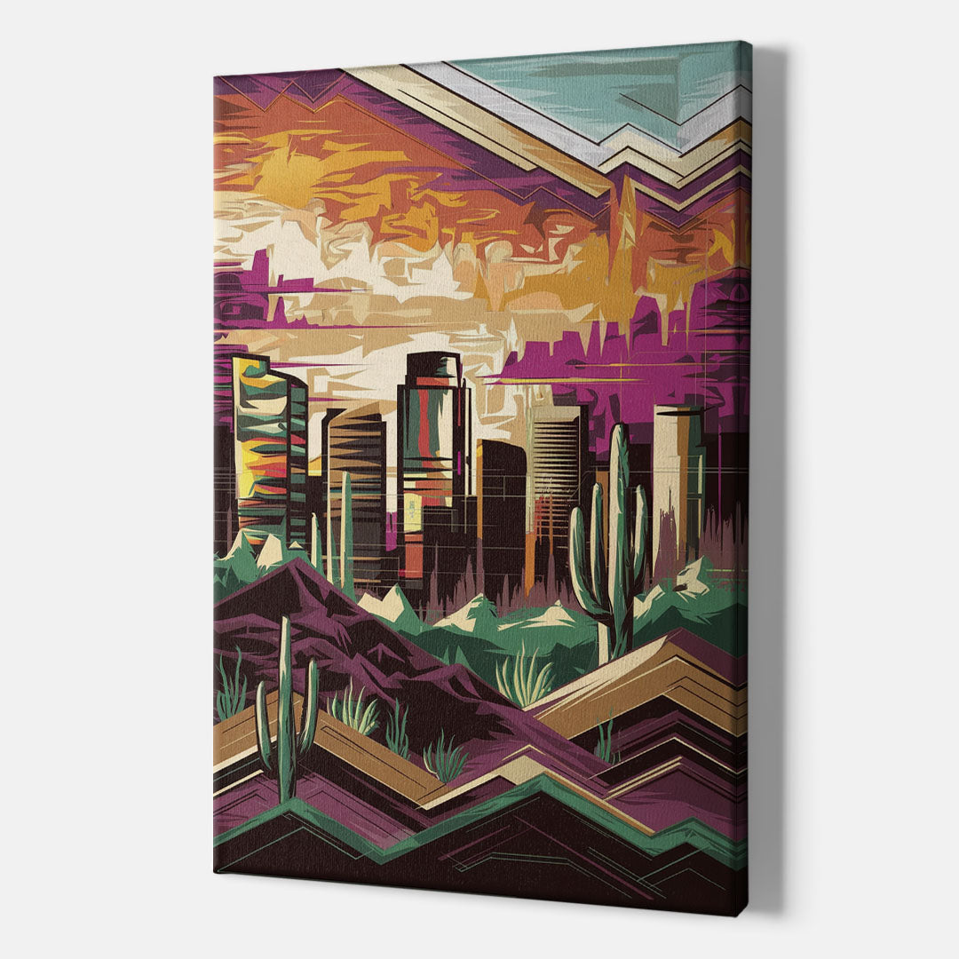 Phoenix Skyline at Sunset - Canvas Wall Art Indoor