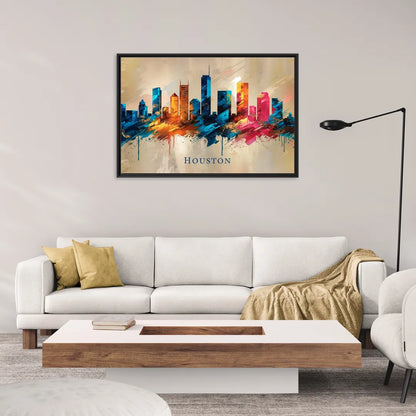 Houston Artistic Flair - Living Room Black Frame Canvas