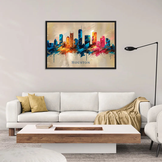 Houston Artistic Flair - Living Room Black Frame Canvas