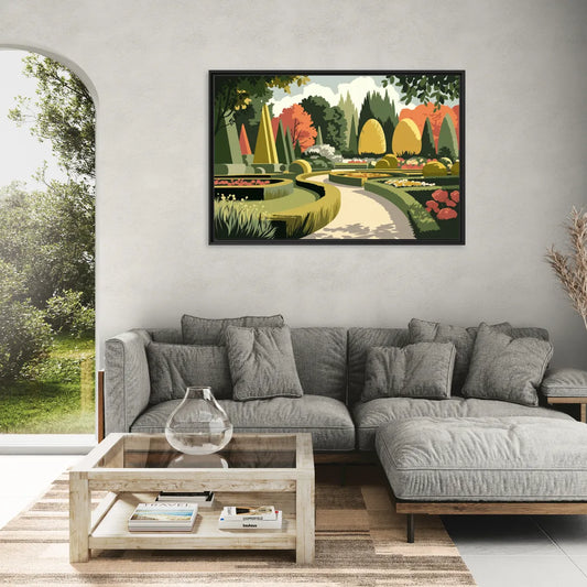 Des Moines Arboretum Views - Living Room Black Frame Canvas