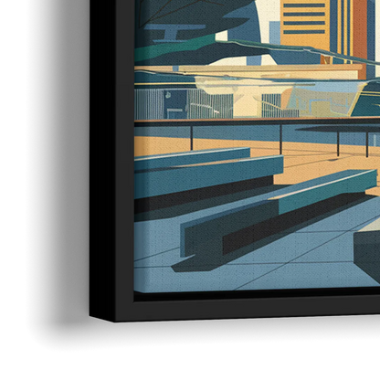 Jersey City Urban Architecture - Close-Up Black Frame Canvas