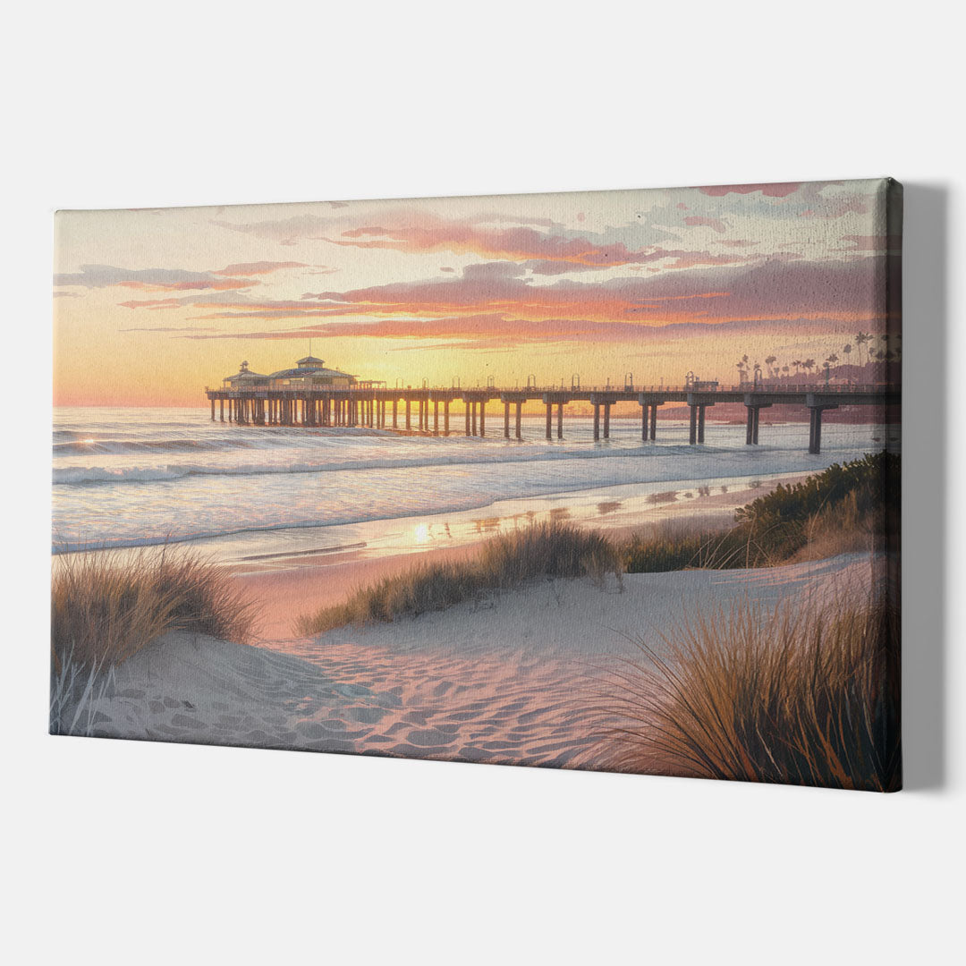 Huntington Beach Coastal Vibes - Canvas Wall Art Indoor