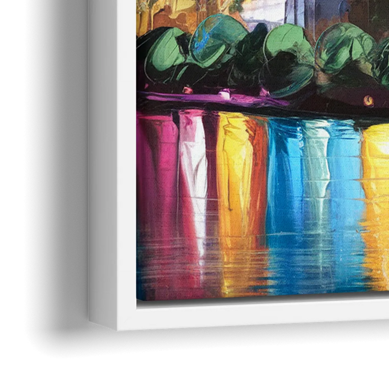 Dallas Skyline at Sunset - Close-Up White Frame Canvas