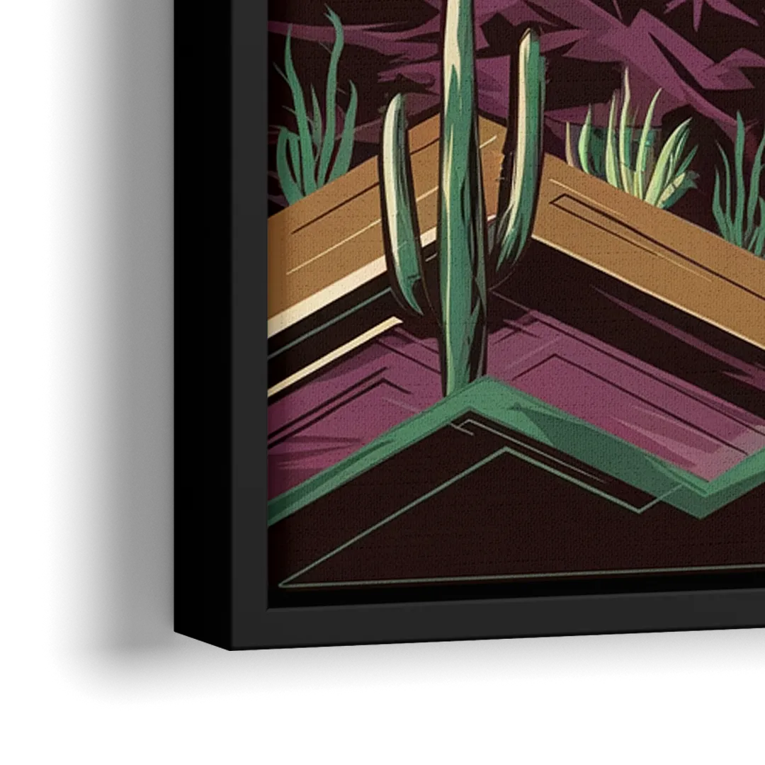 Phoenix Skyline at Sunset - Close-Up Black Frame Canvas