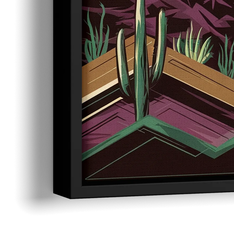 Phoenix Skyline at Sunset - Close-Up Black Frame Canvas