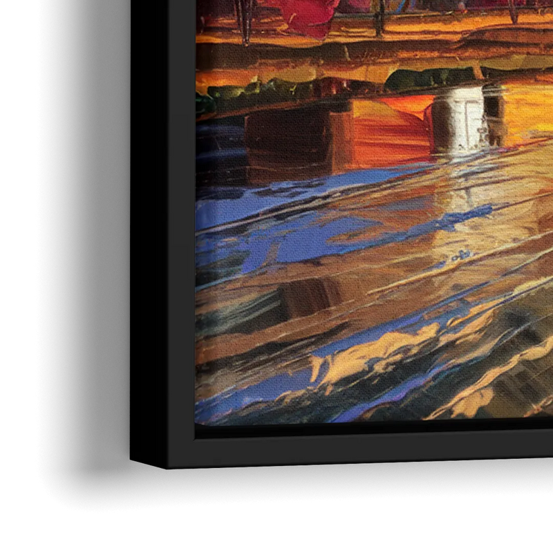 Minneapolis Mississippi River View - Close-Up Black Frame Canvas