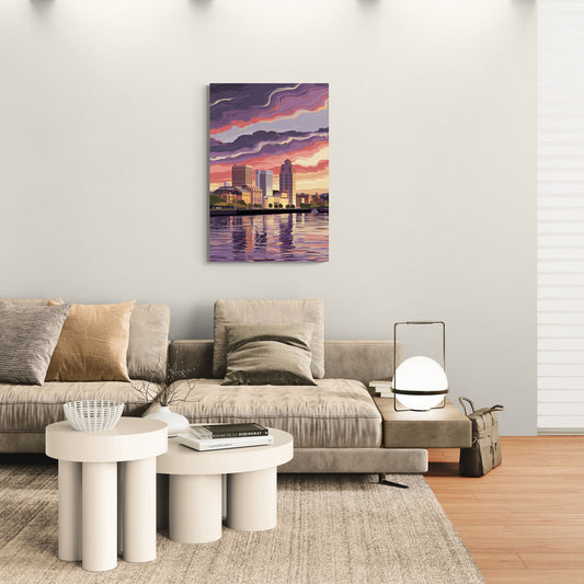Norfolk Skyline at Sunset - Canvas Wall Art Living Room