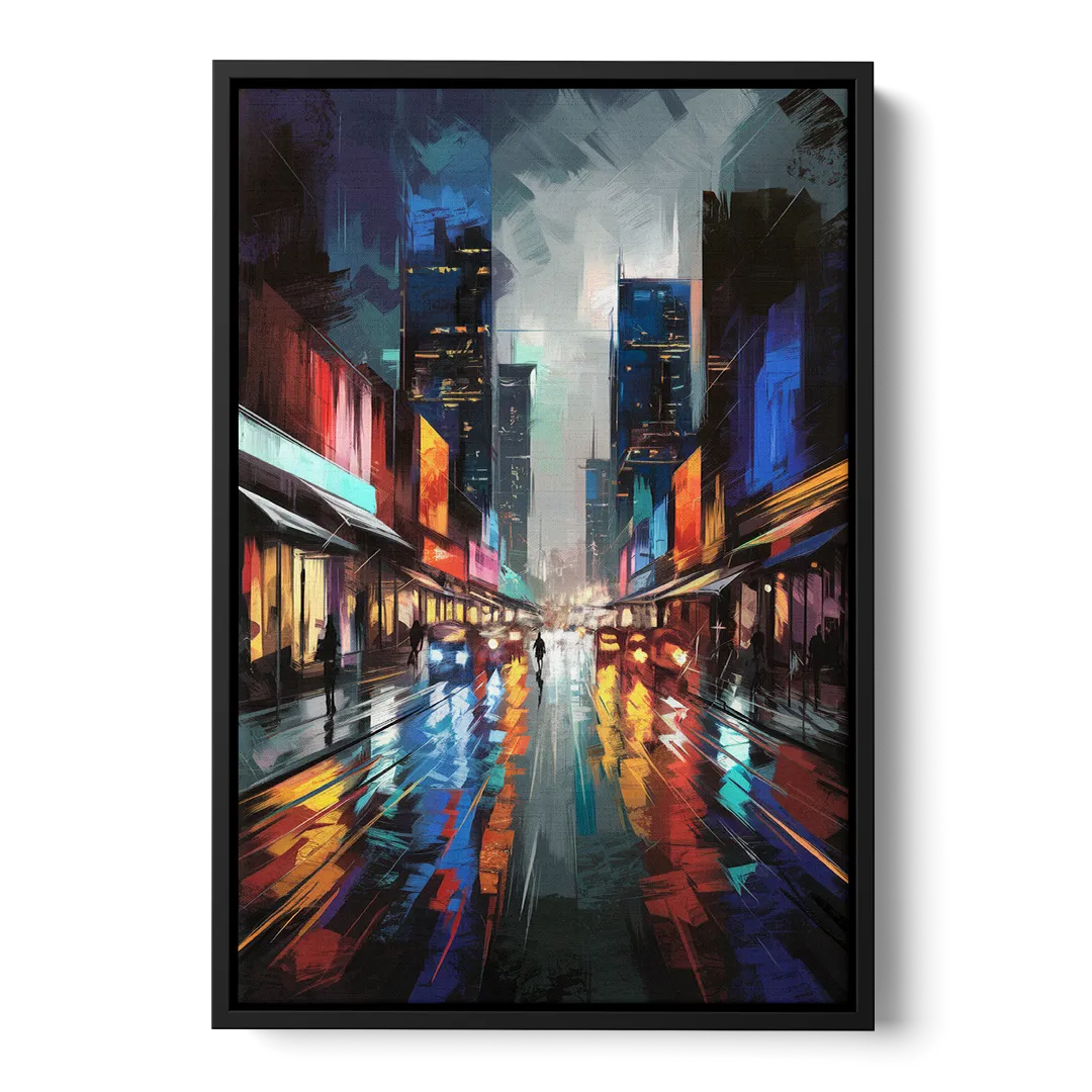 Plano Nightlife Glow Neon - Black Frame Canvas