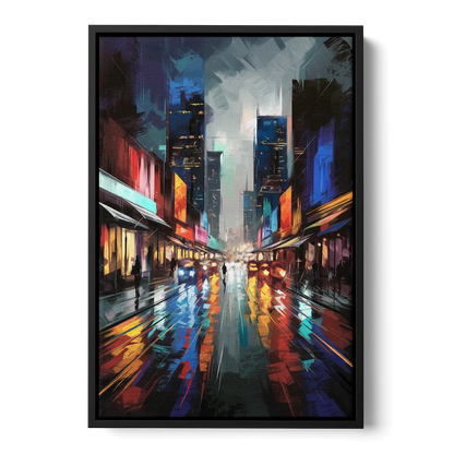 Plano Nightlife Glow Neon - Black Frame Canvas
