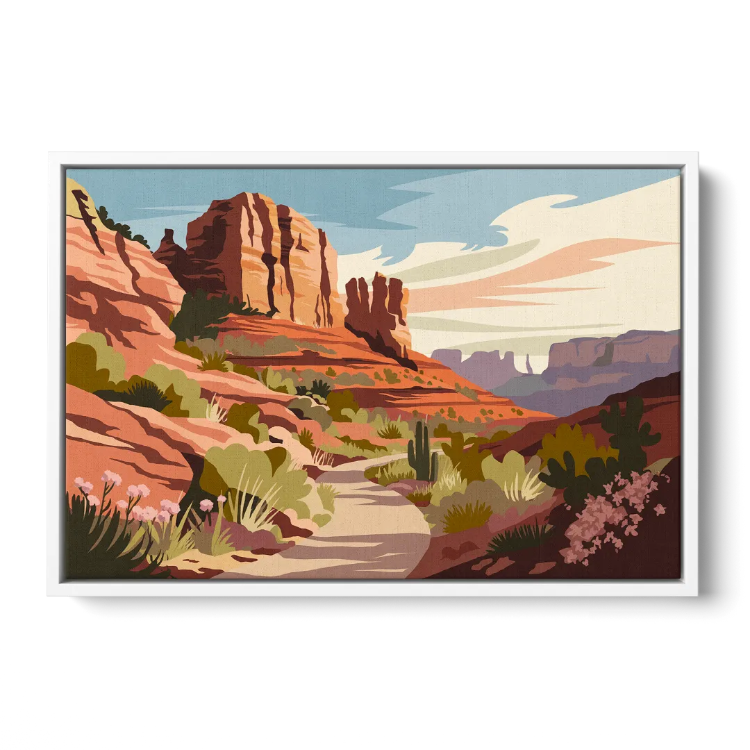 Sedona Canyon Trail Serenity - White Frame Canvas