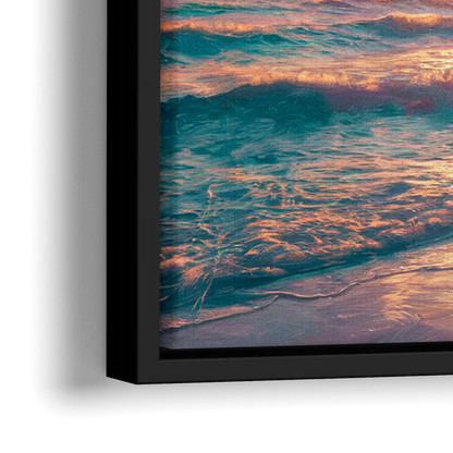 Myrtle Beach Waves And Palms - Close-Up Black Frame Canvas