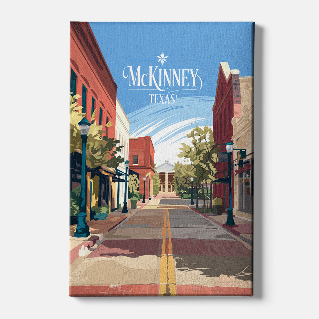 McKinney Downtown Streetscape - Canvas Wall Art